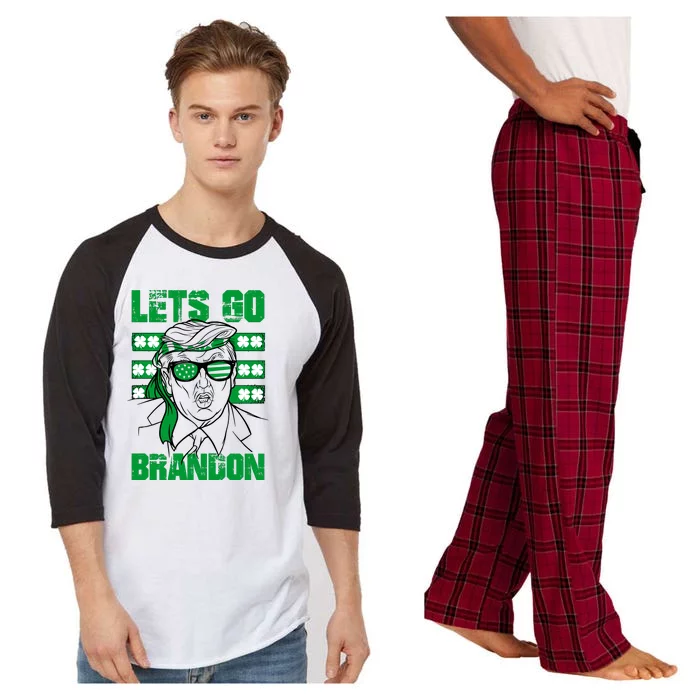 Lets Go Brandon St Patrick's Day Trump Beer America Flag Raglan Sleeve Pajama Set