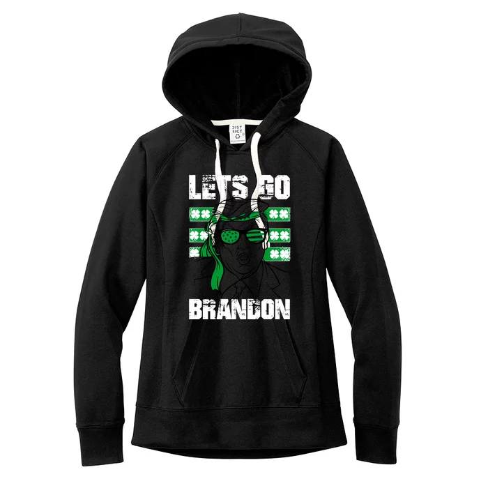 Lets Go Brandon St Patrick's Day Trump Beer America Flag Women's Fleece Hoodie