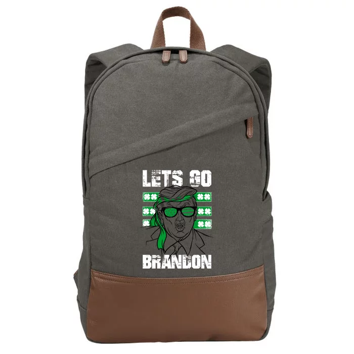 Lets Go Brandon St Patrick's Day Trump Beer America Flag Cotton Canvas Backpack