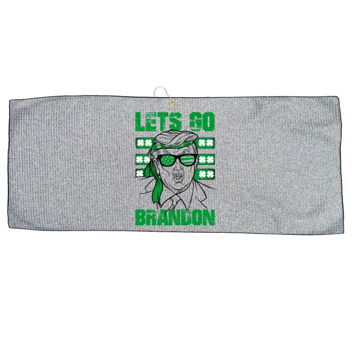 Lets Go Brandon St Patrick's Day Trump Beer America Flag Large Microfiber Waffle Golf Towel