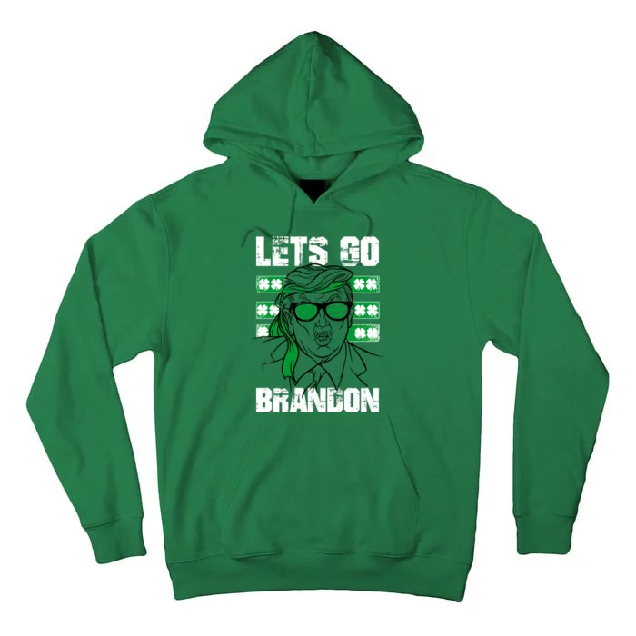 Lets Go Brandon St Patrick's Day Trump Beer America Flag Tall Hoodie