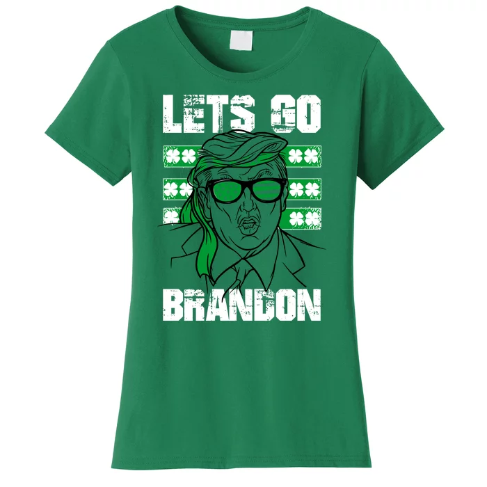 Lets Go Brandon St Patrick's Day Trump Beer America Flag Women's T-Shirt