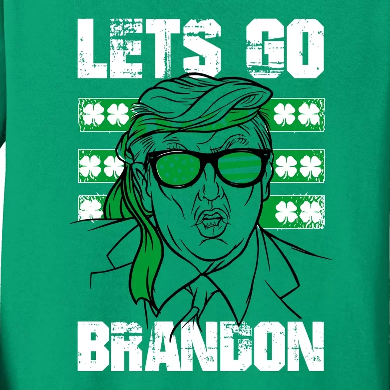 Lets Go Brandon St Patrick's Day Trump Beer America Flag Kids Long Sleeve Shirt