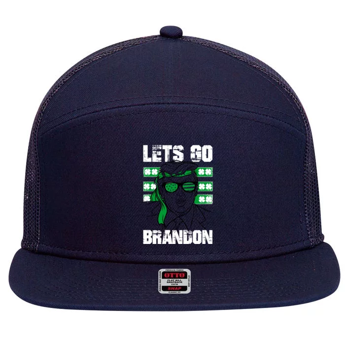 Lets Go Brandon St Patrick's Day Trump Beer America Flag 7 Panel Mesh Trucker Snapback Hat