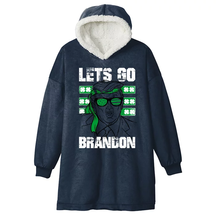 Lets Go Brandon St Patrick's Day Trump Beer America Flag Hooded Wearable Blanket