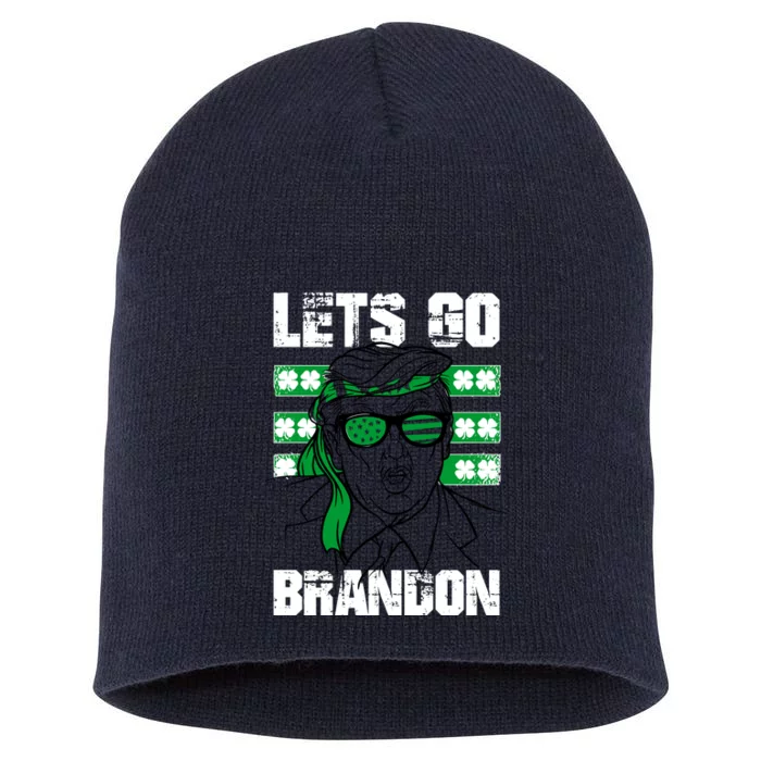 Lets Go Brandon St Patrick's Day Trump Beer America Flag Short Acrylic Beanie