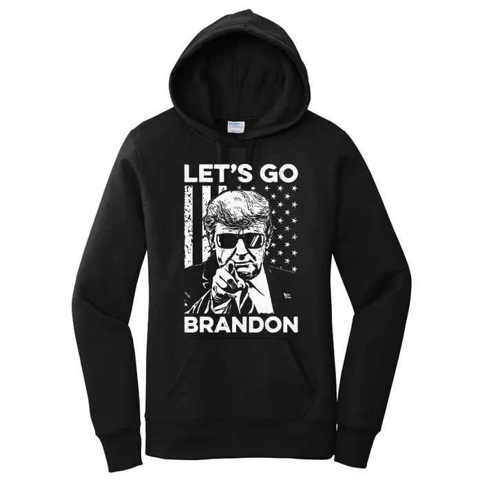 Let’s Go Brandon Conservative USA Flag Funny Donal Trump Women's Pullover Hoodie