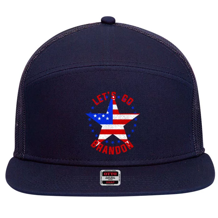 Lets Go Brandon LGB FBJ USA Star Flag 7 Panel Mesh Trucker Snapback Hat