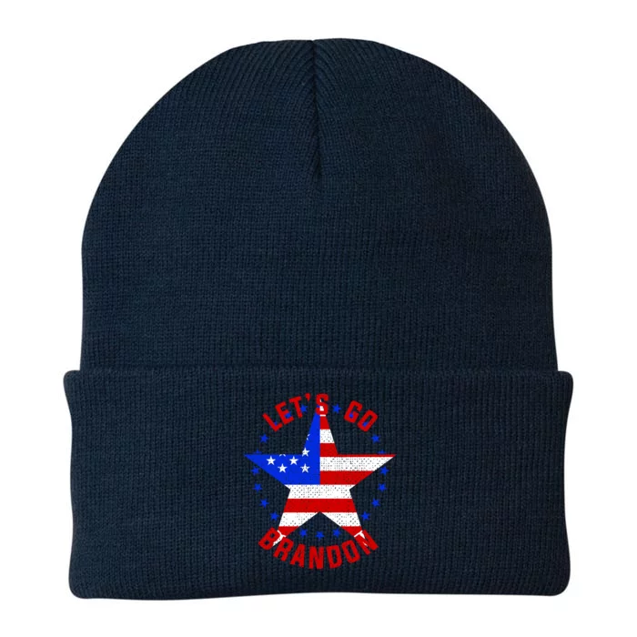 Lets Go Brandon LGB FBJ USA Star Flag Knit Cap Winter Beanie