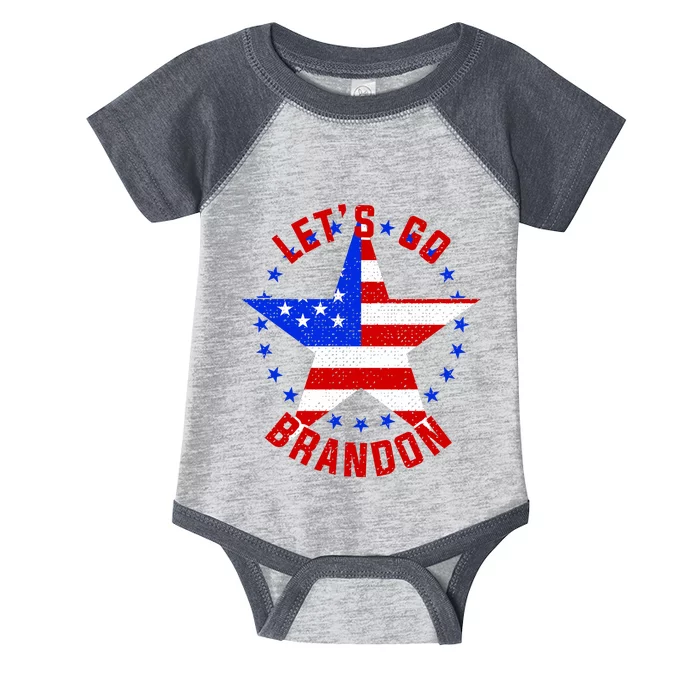 Lets Go Brandon LGB FBJ USA Star Flag Infant Baby Jersey Bodysuit