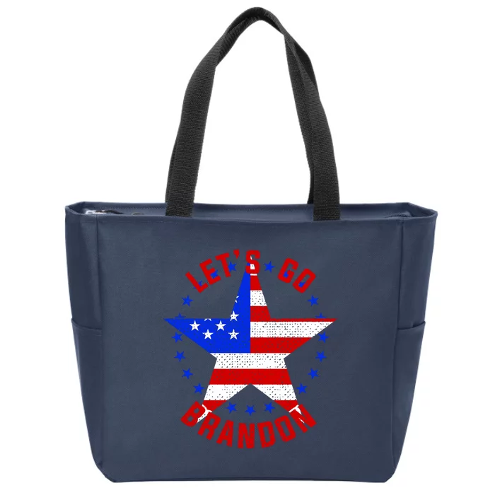 Lets Go Brandon LGB FBJ USA Star Flag Zip Tote Bag