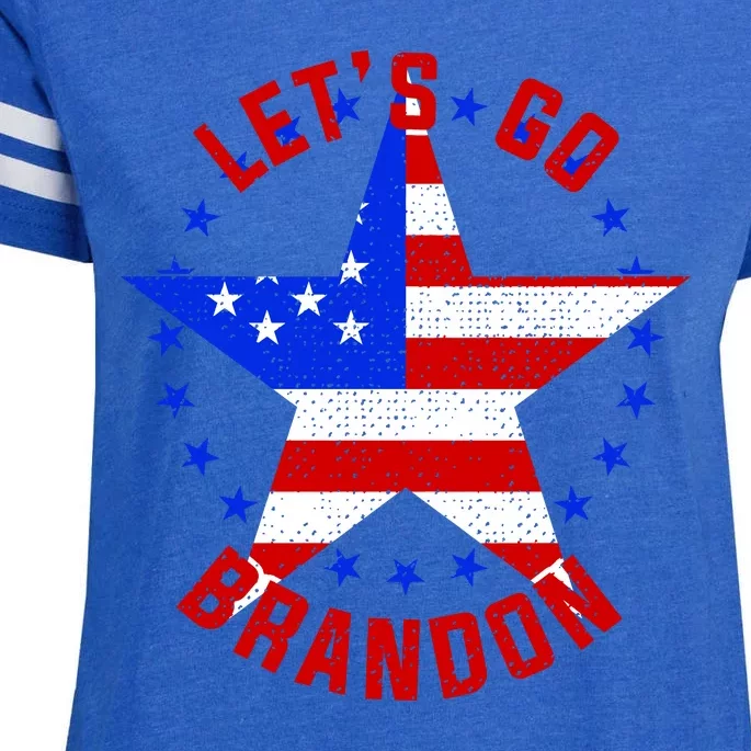 Lets Go Brandon LGB FBJ USA Star Flag Enza Ladies Jersey Football T-Shirt