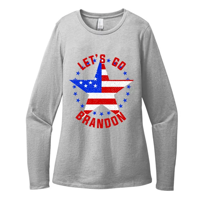 Lets Go Brandon LGB FBJ USA Star Flag Womens CVC Long Sleeve Shirt