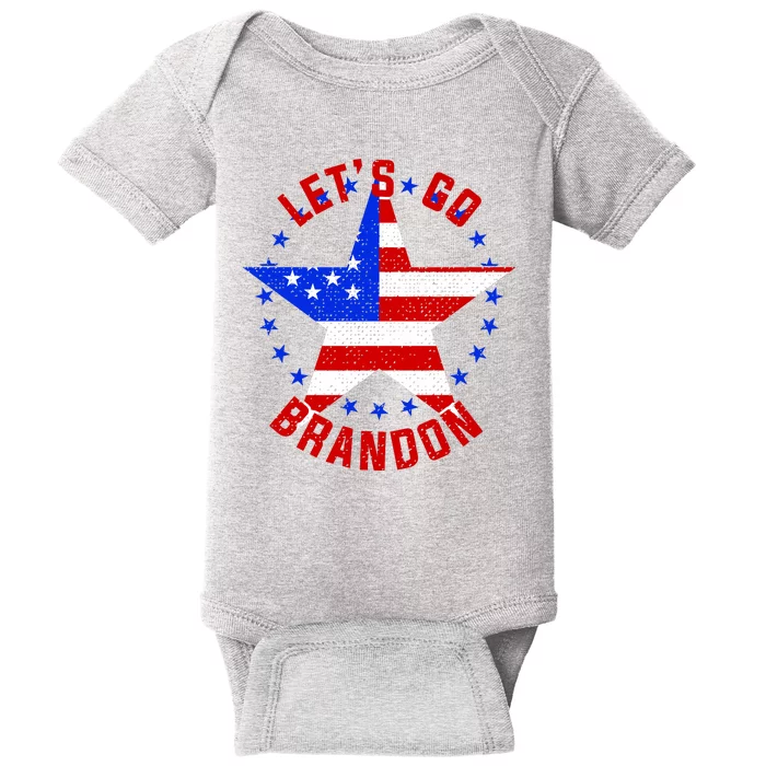 Lets Go Brandon LGB FBJ USA Star Flag Baby Bodysuit