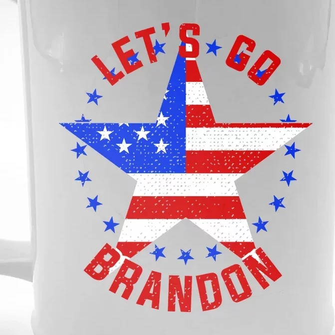 Lets Go Brandon LGB FBJ USA Star Flag Front & Back Beer Stein