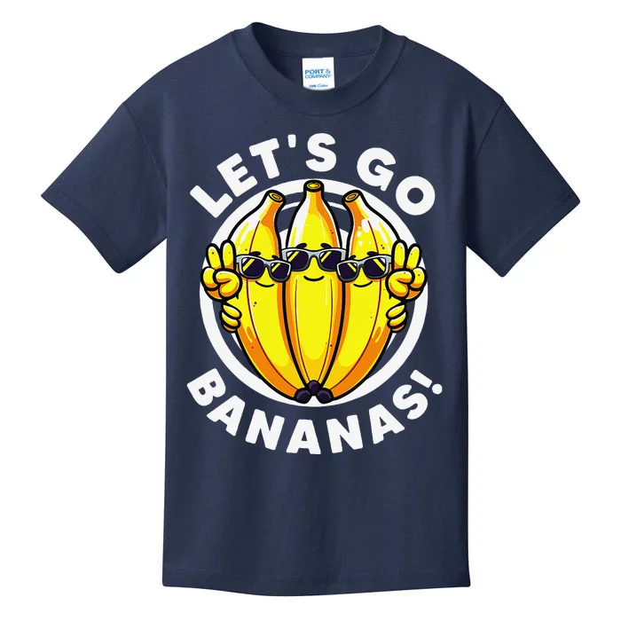 Lets Go Bananas Cute Yellow Banana Lover Fruit Funny Bananas Kids T-Shirt