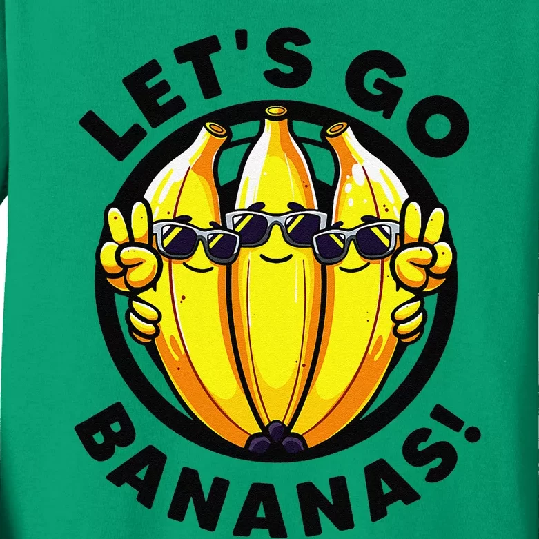 Lets Go Bananas Cute Yellow Banana Lover Fruit Funny Bananas Kids Long Sleeve Shirt