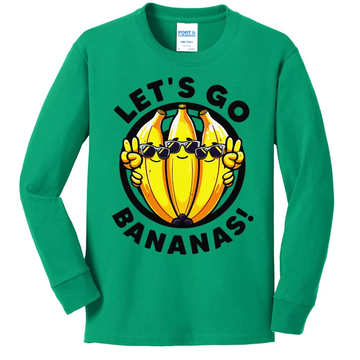 Lets Go Bananas Cute Yellow Banana Lover Fruit Funny Bananas Kids Long Sleeve Shirt