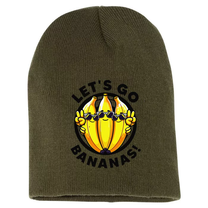 Lets Go Bananas Cute Yellow Banana Lover Fruit Funny Bananas Short Acrylic Beanie