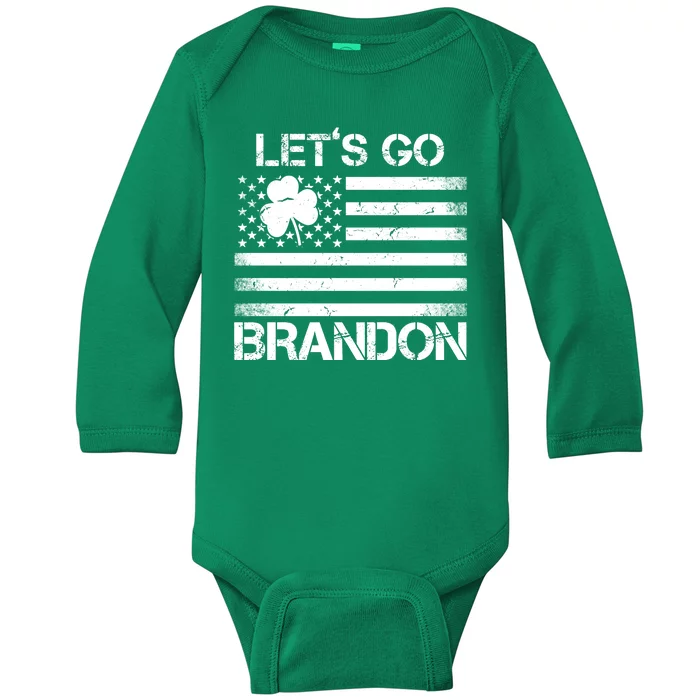 Let's Go Brandon USA St Patrick's Day Baby Long Sleeve Bodysuit