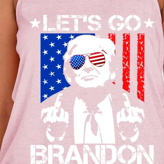 Lets Go Brandon Pro Trump 2024 Flag Anti Joe Biden Women's Knotted Racerback Tank