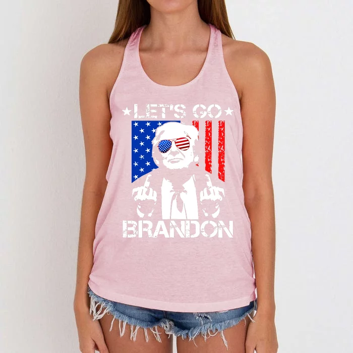 Lets Go Brandon Pro Trump 2024 Flag Anti Joe Biden Women's Knotted Racerback Tank