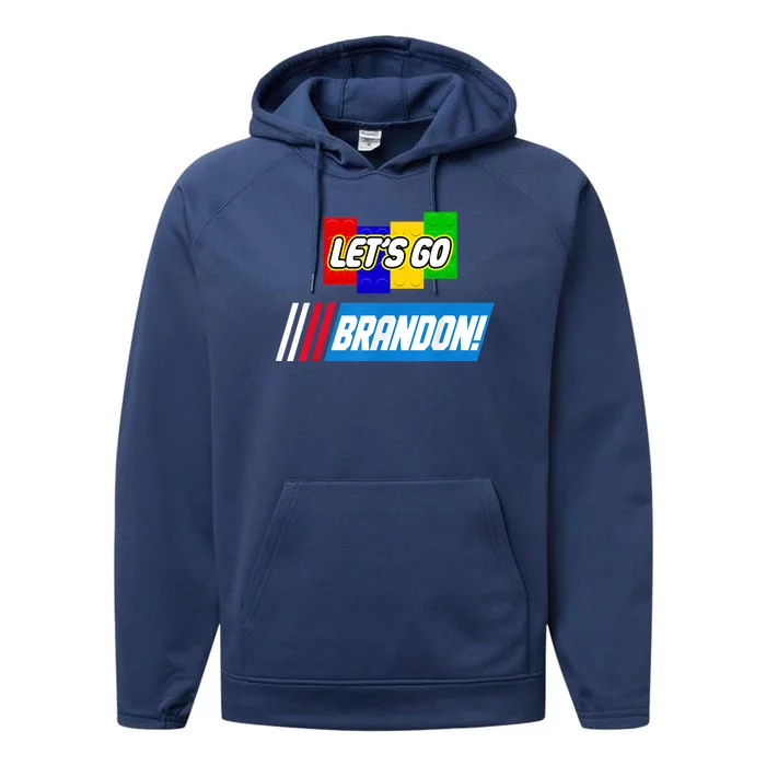 Let's Go Brandon Racing Biden Chant Spoof Logo Performance Fleece Hoodie