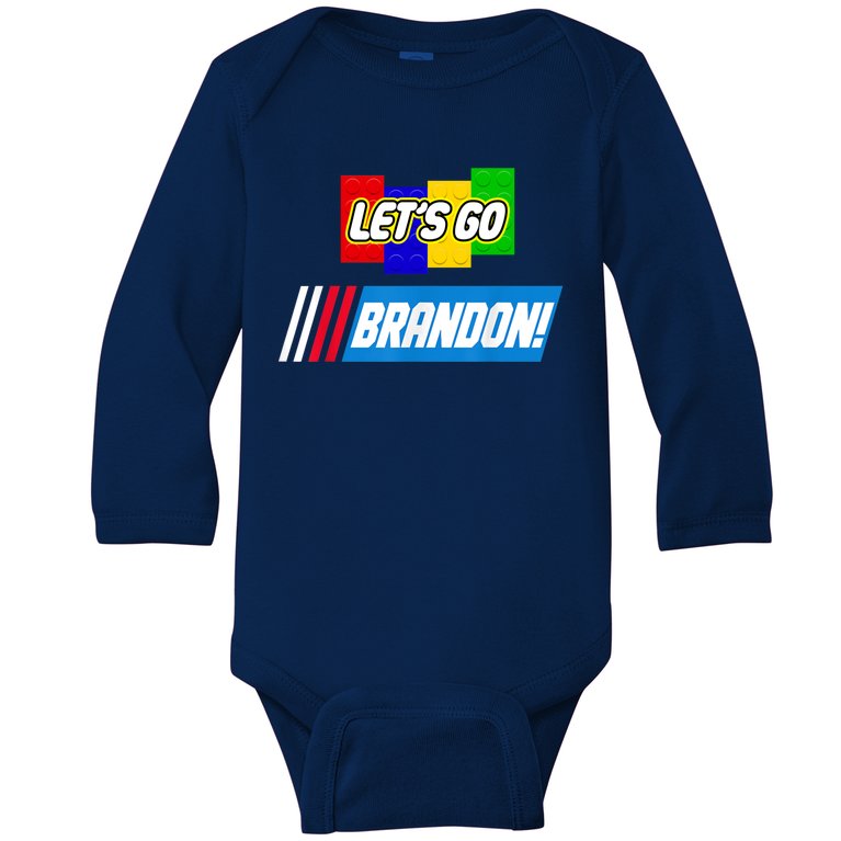 Let's Go Brandon Racing Biden Chant Spoof Logo Baby Long Sleeve Bodysuit
