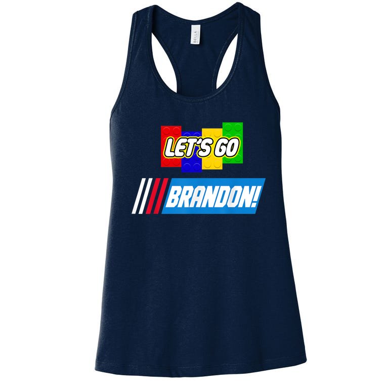 Let's Go Brandon Racing Biden Chant Spoof Logo Women's Racerback Tank