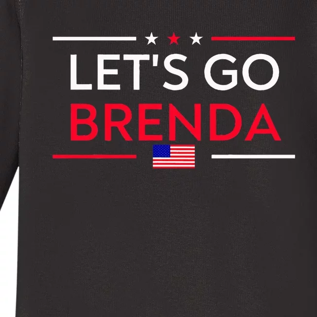 LetS Go Brenda Us Flag Funny Trendy Baby Long Sleeve Bodysuit