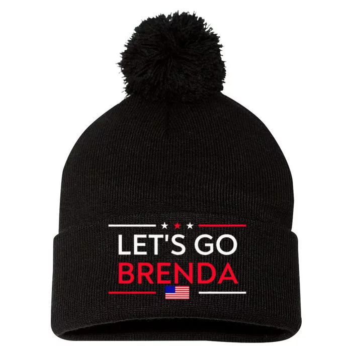 LetS Go Brenda Us Flag Funny Trendy Pom Pom 12in Knit Beanie