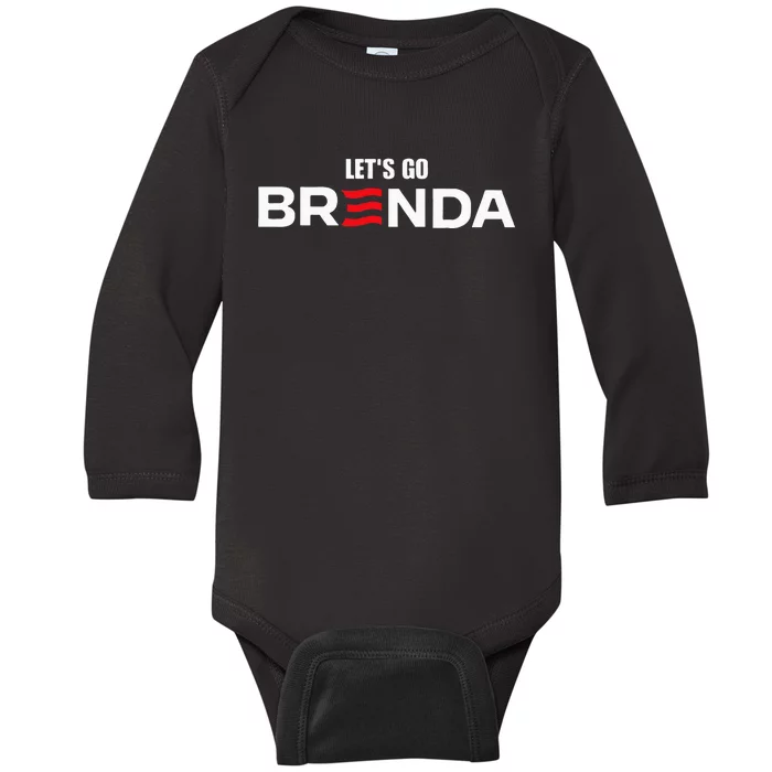 LetS Go Brenda Us Flag Baby Long Sleeve Bodysuit