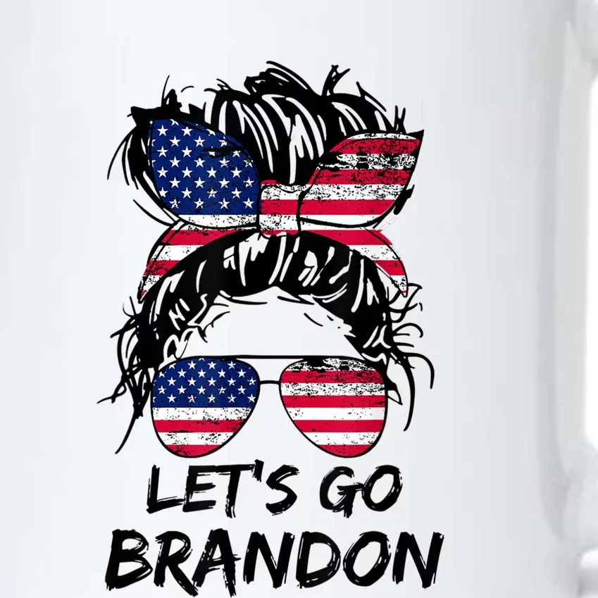 Let's Go Brandon Messy Bun America Flag Black Color Changing Mug