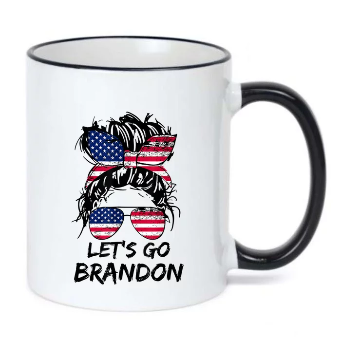 Let's Go Brandon Messy Bun America Flag Black Color Changing Mug