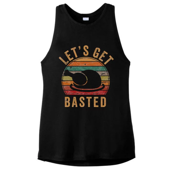 LetS Get Basted Thanksgiving Leg Turkey Day Ladies Tri-Blend Wicking Tank