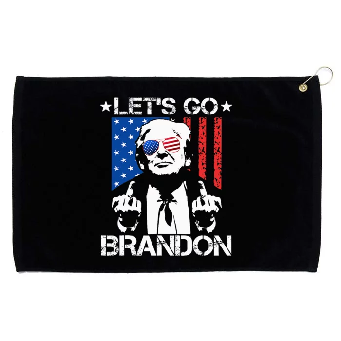 LetS Go Brandon Trump Middle Finger Flag Grommeted Golf Towel