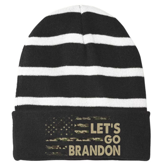 Let's Go Brandon Lets Go Brandon Lets Go Brandon Let's Go Brandon Striped Beanie with Solid Band