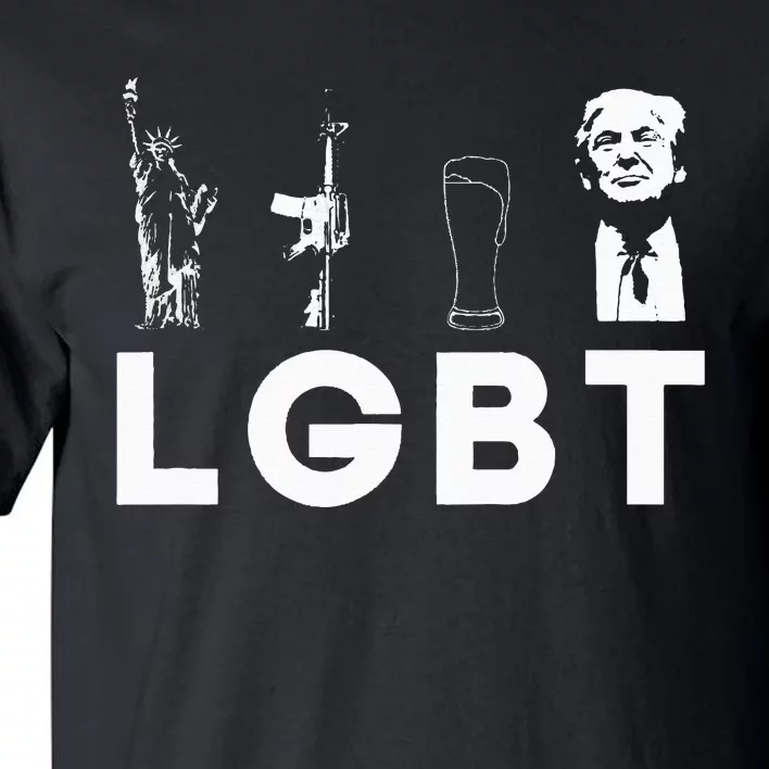 liberty guns beer trump lgbt parody 4th of july usa flag Tall T-Shirt