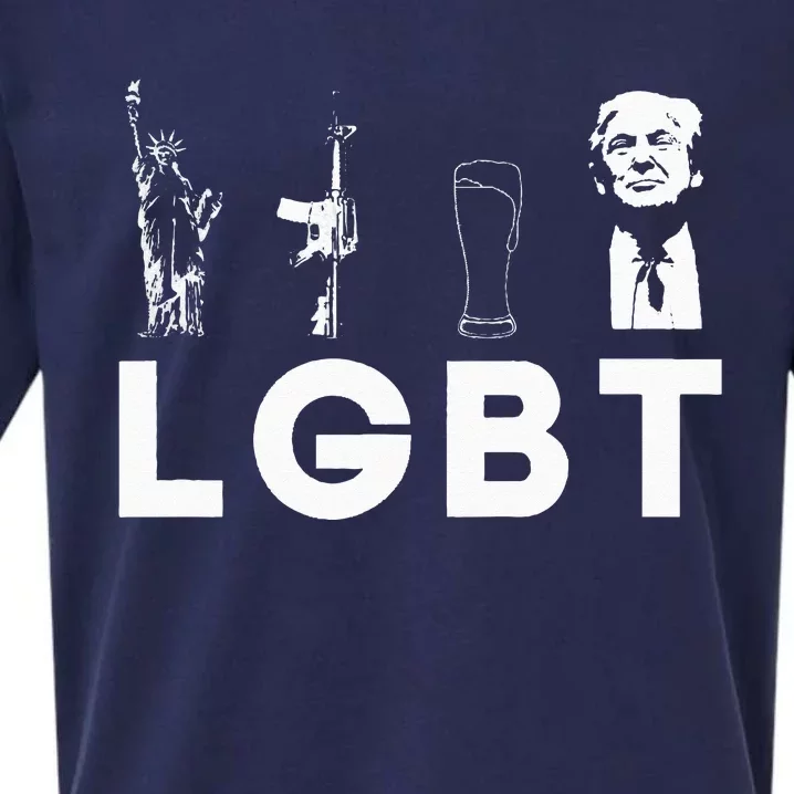 liberty guns beer trump lgbt parody 4th of july usa flag Sueded Cloud Jersey T-Shirt