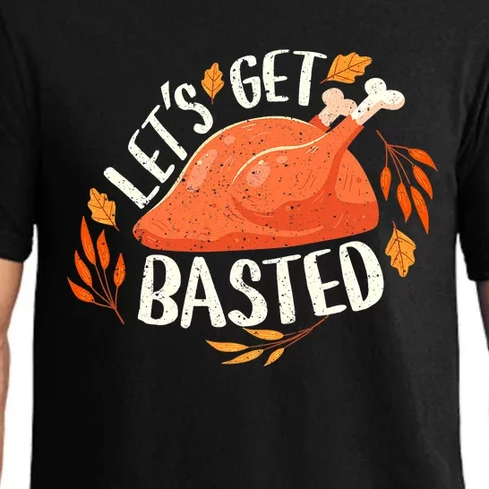 Let's Get Basted Turkey Sunset Thanksgiving Dinner Party Pajama Set