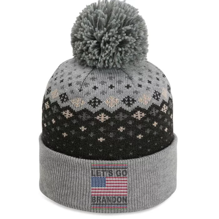 Let's Go Brandon American Flag Ugly Christmas The Baniff Cuffed Pom Beanie