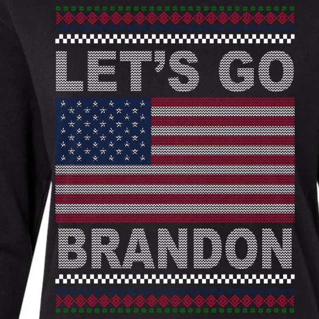 Let's Go Brandon American Flag Ugly Christmas Womens Cotton Relaxed Long Sleeve T-Shirt