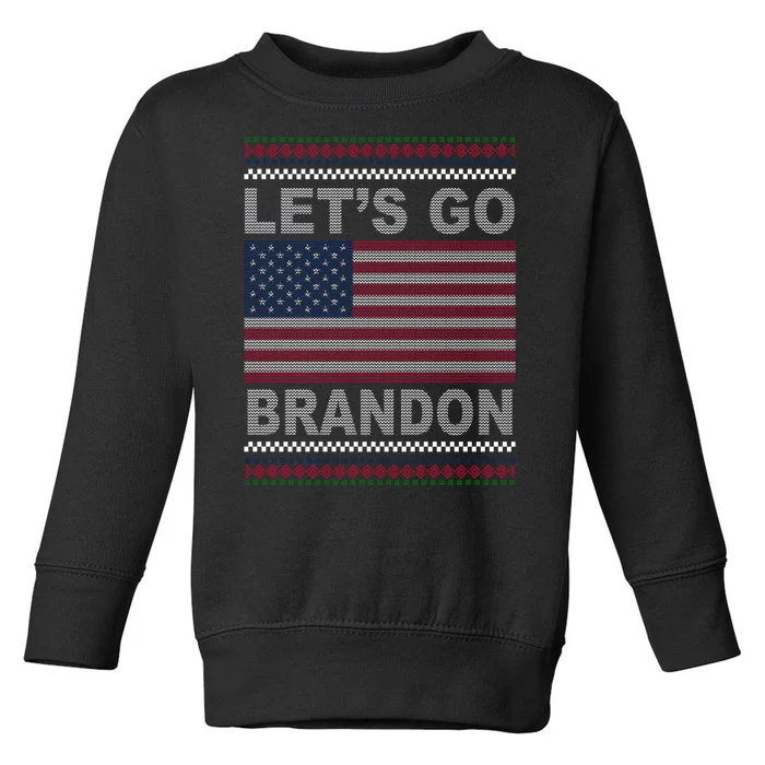 Let's Go Brandon American Flag Ugly Christmas Toddler Sweatshirt