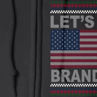 Let's Go Brandon American Flag Ugly Christmas Full Zip Hoodie