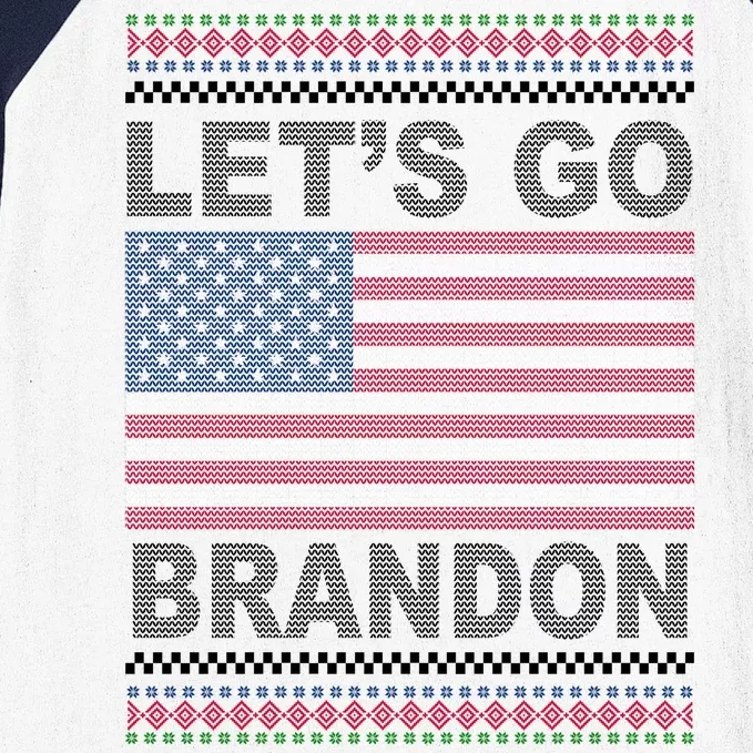 Let's Go Brandon American Flag Ugly Christmas Baseball Sleeve Shirt