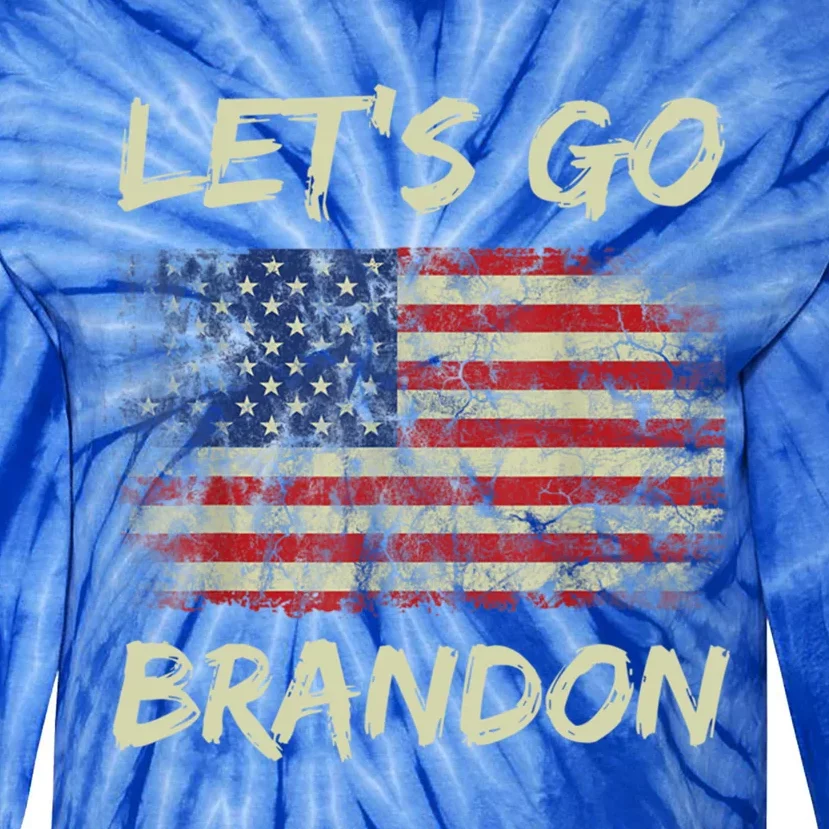 LetS Go Brandon Conservative Anti Liberal Us Flag Gift Tie-Dye Long Sleeve Shirt