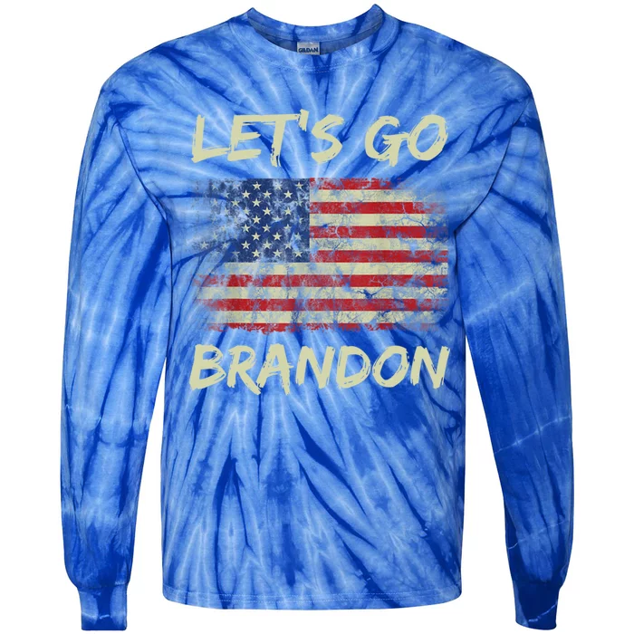 LetS Go Brandon Conservative Anti Liberal Us Flag Gift Tie-Dye Long Sleeve Shirt