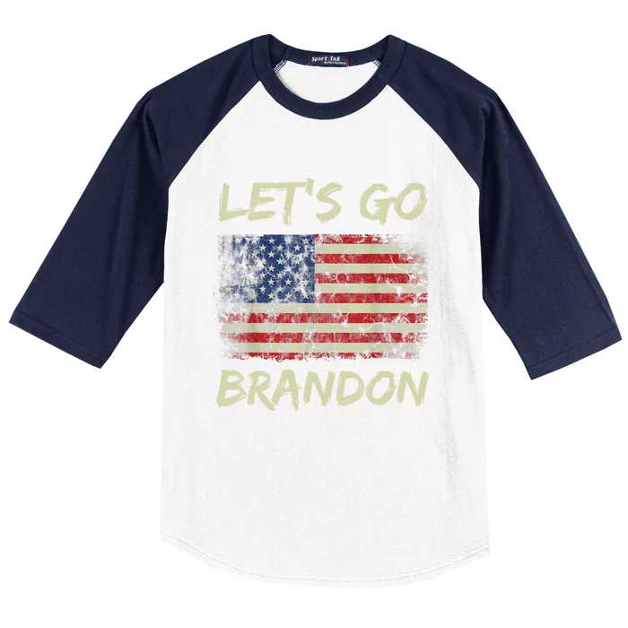 LetS Go Brandon Conservative Anti Liberal Us Flag Gift Baseball Sleeve Shirt