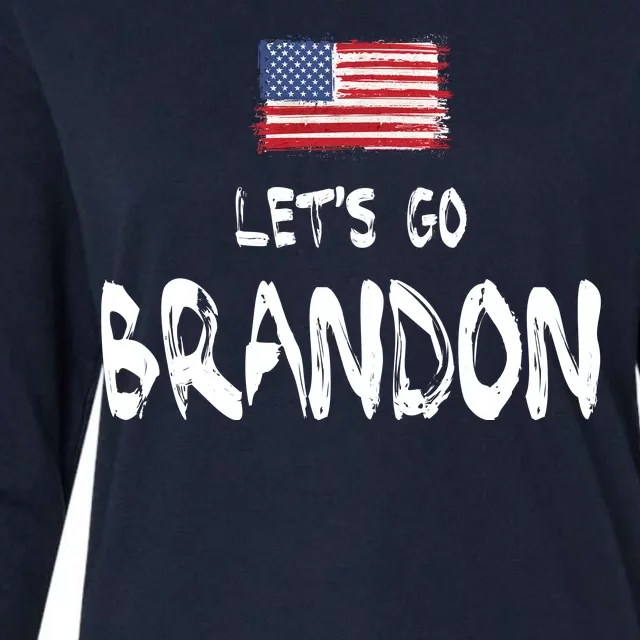 Let's Go Brandon FJB Chant Simple USA Flag Womens Cotton Relaxed Long Sleeve T-Shirt