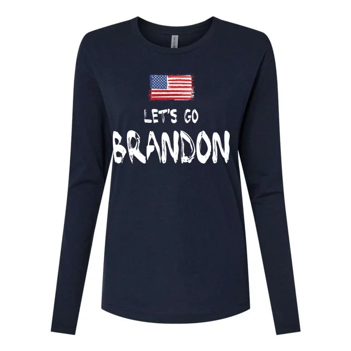 Let's Go Brandon FJB Chant Simple USA Flag Womens Cotton Relaxed Long Sleeve T-Shirt